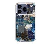 Jyrgkunlt Aesthetic Celestial Sun and Moon Collage Case for iPhone 17 Pro Max, Cool Dark Blue Collage Cover for iPhone 17 Pro Max, Trendy TPU Bumper Cover Case