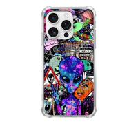 Jyrgkunlt Psychedelic Alien UFO Astronaut Pattern Case Compatible with iPhone 15 Pro Max, Trippy Cool Alien in Space Cover for iPhone 15 Pro Max, Trendy TPU Bumper Phone Cover