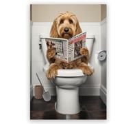 JYscillate Funny Cockapoo Dog Bathroom Poster - Adorable Cockapoo on the Toilet Art Print - Humorous Bathroom Wall Art for Dog Lovers - for Pet Owners - Bathroom Decor 20x30inch Unframed, style-6