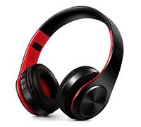 JYSiptkird Bluetooth Over The Ear Headphone Stereo Sound Computer PC Headset for Gaming Meeting Chat with Mic/Soft Earmuffs/Foldable/TF 3.5mm Jack for Universal Connectivity (Black red)