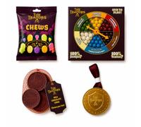 Jystock - The Traitors Sweets Gift Set - Spinner, Chews, Coins & Medals | 8-piece sharing selection with 2 each of The Traitors Spinner Game, Chews, Chocolate Coins and Chocolate Shield Medals