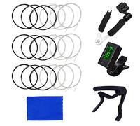 JYsun Classical Guitar Strings Black Nylon and Gutar Tuenr Rrestringing Tool Guitar Capo Blue Cleaning Cloth