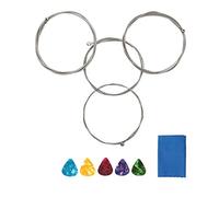 JYsun Electric Bass Strings 1 Full Set Steel Core Nickel Alloy Wound Nickel-Plated Ball-End with 1pc Blue Cleaning Cloth and 5pcs Guitar Picks