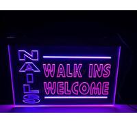 JYSW NAIL-S WALK-INS WELCOM Neon Sign,Led Neon Open Lights for Shop Bar Club Pub Sign and Small Business Welcome Sign.Super Bright Light Red Open for Barber Shop