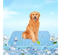 Jyswx Dog Cooling Mat, Self Cooling Pet Pad for Dogs & Cats, Foldable Cooling Mat for Summer, Home & Travel, Extra Large, 100x150cm, Circular Pattern, Blue