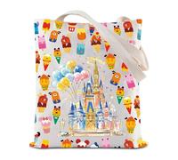 JYTAPP Fantasy Land Tote Bag Vacation Trip Gift Snack Travel Shoulder Bag Summer Ice Cream Vacation Merch, Beige