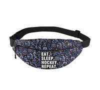 JYTAPP Ice Hockey Players Waist Pack Eat Sleep Hockey Repeat Waist Bag Winter Sports Fans Belt Bag Unisex Sports Fanny Pack, black, S, Fashion