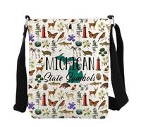 JYTAPP Michigan Travel Gifts State Symbols Crossbody Bag Wildlife Nature Lover State Souvenir Michigan Travel Merchandise, Beige