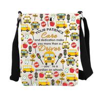 JYTAPP School Bus Driver Appreciation Crossbody Bag Thank You Gift for Bus Drivers Bus Aides You're a Guardian on Wheels Bag, Beige, S