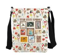 JYTAPP Utah Travel Gift State Symbols Crossbody Bag Wildlife Nature Lover State Souvenir Vacation Utah Travel Merchandise, Beige