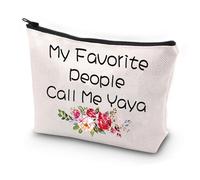 JYTAPP Yaya Gifts Grandma Makeup Bag Yaya Grandmother Gift My Favorite People Call Me Yaya Cosmetic Bag Gift for Grandma, Beige