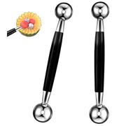 JYTDBCS 2 PCS Double Sided Melon Baller, Round Melon Balls Fruit Baller Scoop Melon Baller Scoop Stainless Steel Melon Baller Melon Scoop Double Scoop Ice Cream Cone Double Dessert Scoop for Fruit Ice