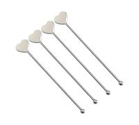 JYTDBCS 4 Pcs Stainless Steel Swizzle Sticks Coffee Drink Stirrer Cocktail Alcohol Stirrers Beverage Stirring Rod with Heart Shape Paddle