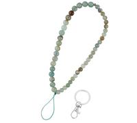 JYTDBCS Beaded Phone Charm with Key Ring, Natural Gemstone Anti-Lost Fashion Phone Lanyard Wrist Strap for Key Chain