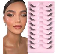 JYTDBCS False Eyelashes with Clear Band Half Lashes Natural Look 10 Pairs Cat Eye Wispy Corner Lashes Reusable 3/4 Transparent Fake Lashes