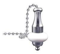 JYTDBCS Light Pull Chain Extension with Ball Chain 100 cm Length Bathroom Toilet Light/Ceiling Light Fan Switch/Blind Cord Pull Handle Weight Pull Cord - Brushed Chrome with White Ceramic
