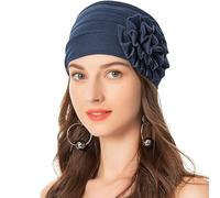 JYTDBCS Monochrome Side Decal Flower Headscarf hat Muslim bun hat Women's Monthly hat Chemo Headwear for Women UK,Chemo Hats for Women UK Head Wraps for Black Women Headscarf for Women's Hair Chemo