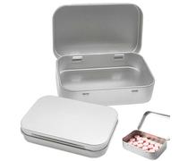JYTDBCS Tins Container, Metal Rectangular Tin Can,Mini Portable Box Small Storage Basic Necessities Home Storage Organizer Empty Hinged Household Storage Box with Lid for Candy Key Earring (Silver)
