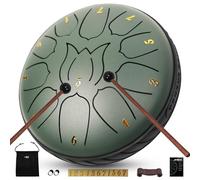 JYTMUS Steel Tongue Drum 11 Notes 6 Inches, D Major Percussion Instruments, Steel Drum Kit with Music Book, Carry Bag, Drum Mallets, Mallet Holder and Stickers, Tongue Drum for Yoga, Meditation