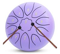 JYTMUS Steel Tongue Drum 11 Notes 6 Inches Rain Drum for Outside with Bag, Music Book, Drum Mallets, Mallet Holder, Finger Picks and Stickers, Steel Drum for Yoga, Meditation, Prenatal Education