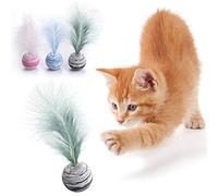 JYtop-online 3PCS Toys For Cats Ball With Feather Playing Chew Rattle Scratch Plastic Ball Interactive Cat Training Toys Pet Cat Ball Supply