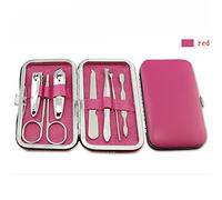 JYtop® Popular 7pcs Personal Manicure & Pedicure Manicure Set Nail Care Clippers Scissors Travel Grooming Kits Case (Red)