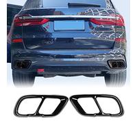 JYtoponline Stainless Steel Exhaust Muffler Tail Tip Pipe Trim Cap Cover Frame 2Pcs For B MW X5 G05 X7 2019 2020 Auto Accessories (Glossy Black)