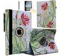 JYtrend Case for 2019/2020 iPad 10.2 Inch 7th/8th Generation, Rotating Stand Smart Magnetic Auto Wake Up/Sleep Cover for Model A2270 A2428 A2429 A2430 MYLA2LL/A MYLE2LL/A MYLC2LL/A (Green Flower)