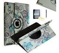 JYtrend iPad Air 2 Case, (R) Rotating Stand Smart Case Cover Magnetic Auto Wake Up/Sleep for iPad Air 2 A1566 A1567 MGLW2LL/A MH0W2LL/A MGL12LL/A MH2V2LL/A MH2W2LL/A MH2U2LL/A (Blue Lotus)