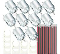 JYUDAUFU 10 Pcs Micro DC Motor 140 1.5-6V 5000-20000RPM High Torque Cylinder Magnetic Electric Mini Engine with Plastic Motor Holder, Spring Wire, for RC Boat Airplane Toys Model DIY Hobby