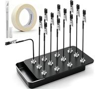 JYUDAUFU 12 PCS Model Painting Stand Kit Magnetic Helping Hands Soldering Alligator Clips and Storage Box Flexible Wire Clamps Rubber Tips Holder with Masking Tape Craft Knife Blade for Circuit Board