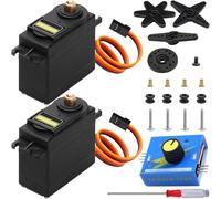 JYUDAUFU 2 Pcs 180° Micro Servo Motor Digital High Speed Motor with Servo Tester, Mini Screwdriver, for RC Toy/Robot/Model Aircraft Intelligent Car Helicopter/for Arduino/for Raspberry Pi/DIY