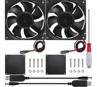 JYUDAUFU 2 Pcs 8025 80mm × 25mm DC 12V 4500RPM Brushless Cooling Fan with Dust Filter Net, USB to DC Cable, Mini Screwdriver, for 3D Printer/Electronic Components Cooling/DIY/PC Case/CPU