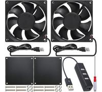 JYUDAUFU 2 Pcs 8025 80mm × 25mm DC 5V 2500RPM USB Brushless Cooling Fan with Dust Filter Net, 4-Port USB Hub Splitter, Mini Screwdriver, for 3D Printer/Electronic Components Cooling/DIY/PC Case/CPU