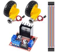 JYUDAUFU 2 Pcs TT Motor Kit DC 3-12V 1A Dual Shaft 200RPM Ratio 1:48 EMC Electric Gear Motor with Wire for Arduino/Smart Car with Jumper Cable, Wheel, L298N Motor Drive Controller Board