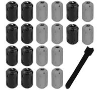 JYUDAUFU 20PCS Clip-on Ferrite Ring Core, Black & Gray RFI EMI Noise Suppressor Cable Clip, 3.5mm Anti-Interference High-Frequency Filter for USB Date/Audio/Video/Power Cable with Adhesive Cable Tie