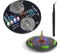 JYUDAUFU 2PCS Soldering Practice Kits DIY LED Rotating Gyroscope, HU-047 Rotary Gyroscope DIY Kit Electronic Soldering Project for Upgrading Welding Technology, Teaching Training Kit with Tweezers