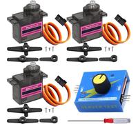 JYUDAUFU 3 Pcs 9g 180° Micro Servo Motor with Servo Tester, Mini Screwdriver, for RC Toy/Robot/Model Aircraft Intelligent Car Helicopter/for Arduino/for Raspberry Pi/DIY