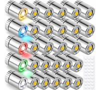 JYUDAUFU 30 PCS Mini LED Light for Dollhouse Miniature Micro Led Battery Powered Spot Lamp Small Tiny Decoration Light with Double Sided Adhesive Dots for DIY Handcraft (Green Yellow Red White Blue)