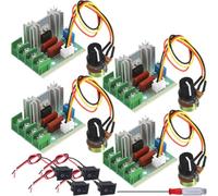 JYUDAUFU 4 Pcs 2000W Electronic Motor Speed Controller AC 110~220V Input 25A SCR Adjustable Pre-Wired Voltage Regulator Module LED Dimmer Speed Knob with Switch, Screwdriver, for AC motor/fan/heater