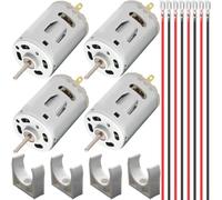 JYUDAUFU 4 Pcs 385 Micro Motor DC 6-24V Strong Magnet Carbon Brush Small Mini Motor with Bracket with Spring Wire, for RC Toy/Smart Car/Mini Fan, for Test/DIY, for Arduino