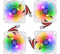 JYUDAUFU 4 Pcs 4010 Fan DC 24V 3D Printer Fan Mini Brushless Slow Flash Cooling 40×40×10mm 5300rpm Luminous Hydraulic Bearing Fan RGB Transparent Colorful LED with 2 Pin for 3D Printer PC Case DVR CPU