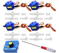 JYUDAUFU 4 Pcs 9g 180° Micro Servo Motor with Servo Tester, Mini Screwdriver, for RC Toy/Robot/Model Aircraft Intelligent Car Helicopter/for Arduino/for Raspberry Pi/DIY