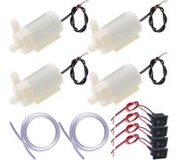 JYUDAUFU 4 Pcs DC 3-5V Mini Water Pump Micro Amphibious Submersible Motor with Flexible Water Pipe(1M), Switch, for Aquariums/Fish Tank/Pond Fountain/Hydroponics Garden (4 White)