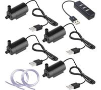 JYUDAUFU 4 Pcs DC 3-5V Mini Water Pump Micro Amphibious Submersible Motor with USB Port with Flexible Water Pipe(1M), for Aquariums/Fish Tank/Pond Fountain/Hydroponics Garden (4 Black)