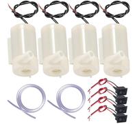 JYUDAUFU 4 Pcs DC 3-5V Mini Water Pump Micro Submersible Motor with Flexible Water Pipe(1M), Switch, for Aquariums/Fish Tank/Pond Fountain/Hydroponics Garden (4 White)