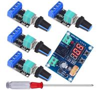 JYUDAUFU 4 Pcs DC 5-16V PWM Motor Speed Controller 10A Voltage Regulator Governor Stepless LED Dimmer with 12V Over-Discharge Protection Module, Screwdriver, for DC Motor/Water Pump/Fan