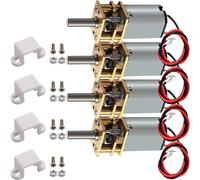 JYUDAUFU 4 Pcs N20 Micro Gear Motor DC 3.7 V 42 RPM Slow Speed Full Metal Gearbox Mini Rotary D-Shaft Motor with Welding Wire with Motor Bracket, for Robot/RC Toy Car/Electric Appliance/DC Fan/DIY