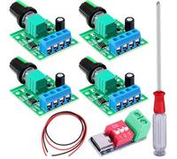 JYUDAUFU 4 Pcs PWM Low Voltage Motor Speed Controller DC 1.8V 3V 5V 6V 12V 2A 1803BK Adjustable Driver Switch with DC Female 2-Cores Wire 5.5 × 2.1mm, Screwdriver, for DC Motor/Water Pump/Fan