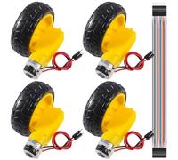 JYUDAUFU 4 Pcs TT Motor Wheel Kit DC 3-12V 1A Gear Motor Dual Shaft 200RPM Ratio 1:48 EMC Electric Gear Motor with Wire for Electronics Project/Arduino/Smart Car/Robot Project with Jumper Cable